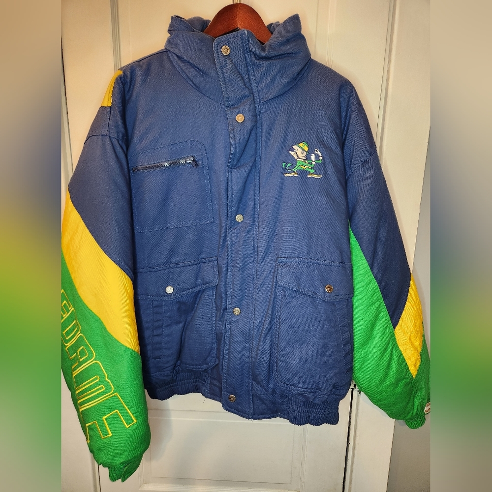 Vintage 90s Turbo Sportswear Notre Dame Fighting Irish Canvas Puffer XL Mens